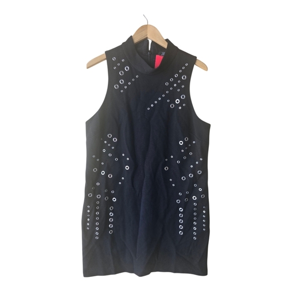 Tahari Dresses & Skirts - TAHARI Shift Dress Sz 16 Plus Black High Neck Grommets Accents Sleeveless New